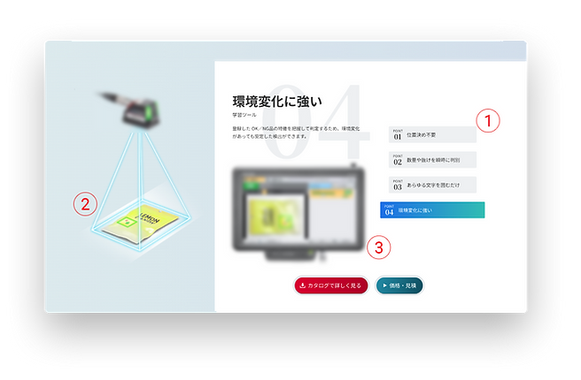 機能紹介セクションの画面